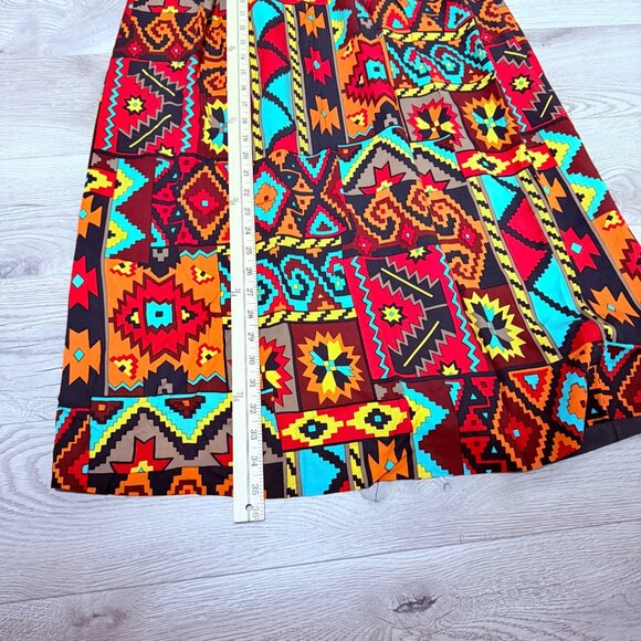 Doncaster Geometric ALine Skirt Size 8 Patchwork VTG Southwest Style Ethnic Boho - Picture 10 of 12